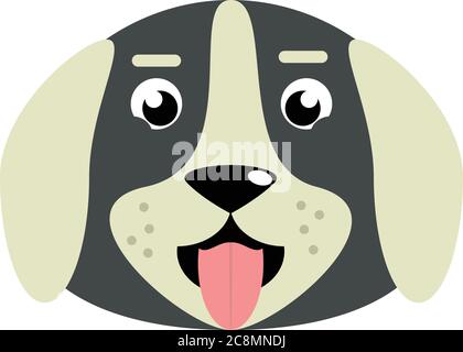Happy Dog Face Flat Design Animal Vector Illustration Stock Vector