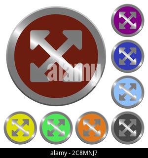 Set of glossy coin-like color resize full alt buttons. Stock Vector