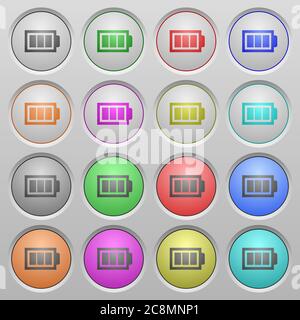 Set of Full battery plastic sunk spherical buttons. Stock Vector