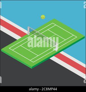 Isometric Tennis Sport Court Illustration Vector Stock Vector