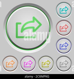 Set of color export sunk push buttons. Stock Vector