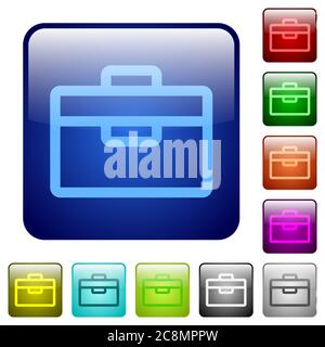 Set of toolbox color glass rounded square buttons Stock Vector