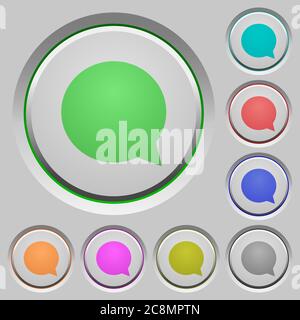 Set of color chat sunk push buttons. Stock Vector