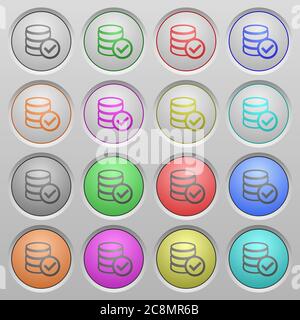 Set of Database ok plastic sunk spherical buttons. Stock Vector