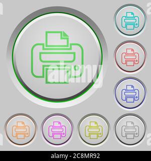 Set of color print sunk push buttons. Stock Vector