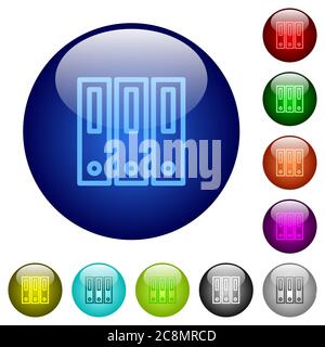 Set of color binders glass web buttons. Stock Vector