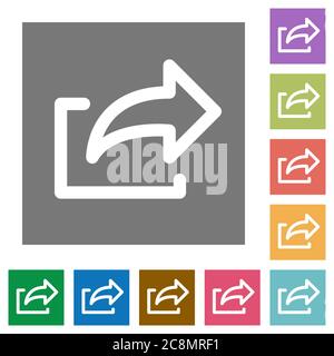 Export flat icon set on color square background. Stock Vector