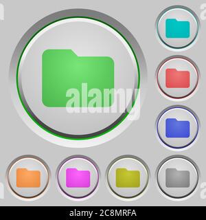 Set of color folder sunk push buttons. Stock Vector