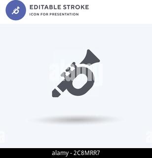 Trumpet icon vector, filled flat sign, solid pictogram isolated on white, logo illustration. Trumpet icon for presentation. Stock Vector
