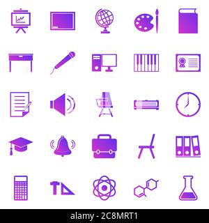Classroom gradient icons on white background, stock vector Stock Vector