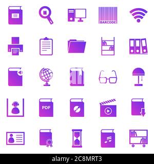 Library gradient icons on white background, stock vector Stock Vector
