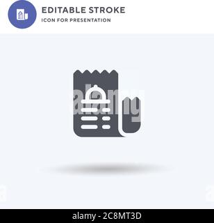 Bill icon vector, filled flat sign, solid pictogram isolated on white, logo illustration. Bill icon for presentation. Stock Vector