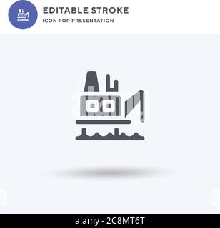 Oil Platform icon vector, filled flat sign, solid pictogram isolated on white, logo illustration. Oil Platform icon for presentation. Stock Vector