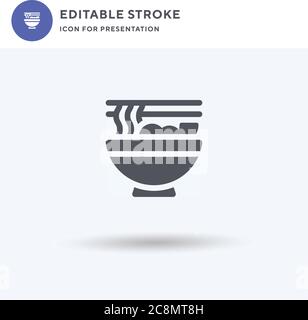 Ramen icon vector, filled flat sign, solid pictogram isolated on white, logo illustration. Ramen icon for presentation. Stock Vector