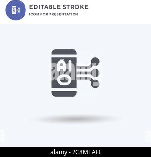 Chatbot icon vector, filled flat sign, solid pictogram isolated on white, logo illustration. Chatbot icon for presentation. Stock Vector