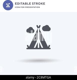 Teepee icon vector, filled flat sign, solid pictogram isolated on white, logo illustration. Teepee icon for presentation. Stock Vector