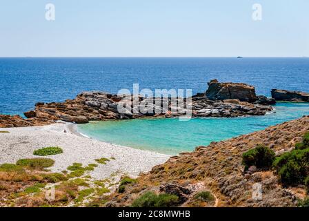 A quite and picturesque beach near Gerolimenas village, in Mani peninsula, Laconia, Peloponnese, Greece. Stock Photo