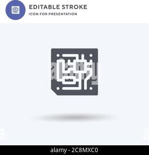 Cpu icon vector, filled flat sign, solid pictogram isolated on white, logo illustration. Cpu icon for presentation. Stock Vector