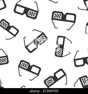 Film icon in flat style. Movie vector illustration on white isolated background. 3d glasses seamless pattern business concept. Stock Vector