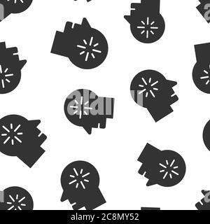 Mind awareness icon in flat style. Idea human vector illustration on white isolated background. Customer brain seamless pattern business concept. Stock Vector