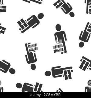Businessman with briefcase icon in flat style. People manager vector illustration on white isolated background. Employee seamless pattern business con Stock Vector