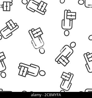 Businessman with briefcase icon in flat style. People manager vector illustration on white isolated background. Employee seamless pattern business con Stock Vector
