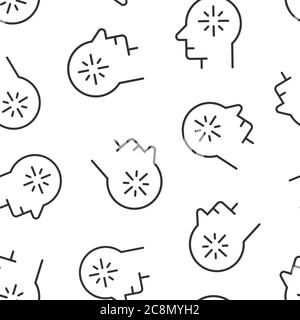 Mind awareness icon in flat style. Idea human vector illustration on white isolated background. Customer brain seamless pattern business concept. Stock Vector