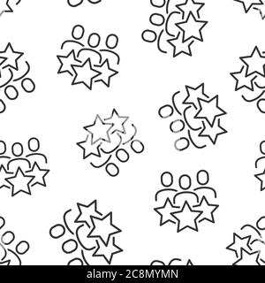People with stars icon in flat style. Businessman rating vector illustration on white isolated background. Quality information seamless pattern busine Stock Vector