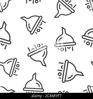 Filter icon in flat style. Funnel vector illustration on white isolated background. Chemical cone seamless pattern business concept. Stock Vector