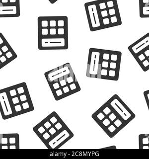 Calculator icon in flat style. Calculate vector illustration on white isolated background. Calculation seamless pattern business concept. Stock Vector
