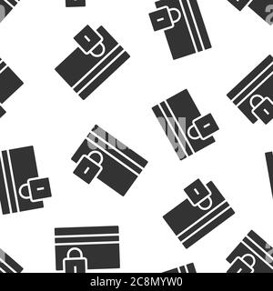 Credit card protection icon in flat style. Safe shopping vector illustration on white isolated background. Commercial padlock seamless pattern busines Stock Vector