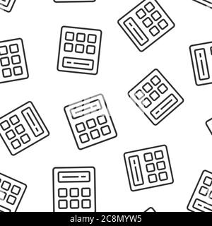 Calculator icon in flat style. Calculate vector illustration on white isolated background. Calculation seamless pattern business concept. Stock Vector