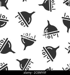 Filter icon in flat style. Funnel vector illustration on white isolated background. Chemical cone seamless pattern business concept. Stock Vector