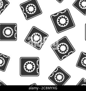 Safe money icon in flat style. Strongbox vector illustration on white isolated background. Finance security seamless pattern business concept. Stock Vector