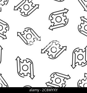 Workflow icon in flat style. Gear effective vector illustration on white isolated background. Process organization seamless pattern business concept. Stock Vector