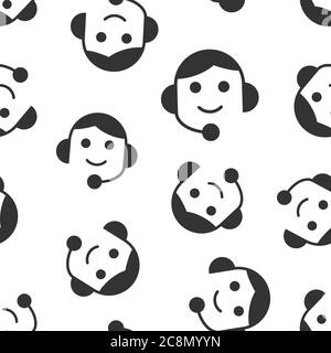 Helpdesk icon in flat style. Headphone vector illustration on white isolated background. Chat operator seamless pattern business concept. Stock Vector