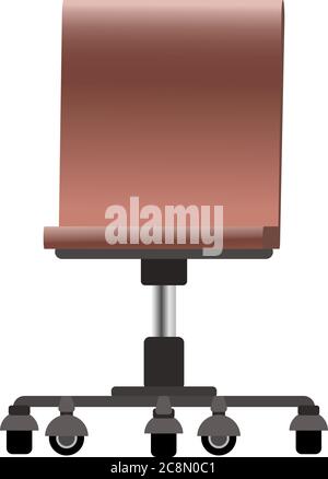 Trendy vector flat 3d office modern computer chair in a flat style with brown color leather shades, front view. Office accesories interior decor for c Stock Vector
