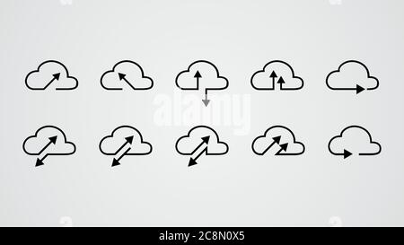 cloud tech collection. upload download data. cloud storage. data transfer. vector illustration Stock Vector