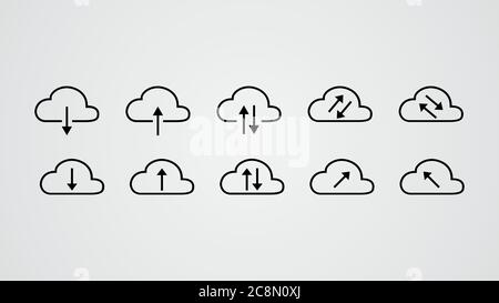 cloud tech collection. upload download data. cloud storage. data transfer. vector illustration Stock Vector
