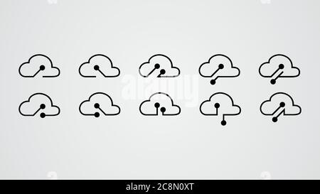 cloud tech collection. upload download data. cloud storage. data transfer. vector illustration Stock Vector