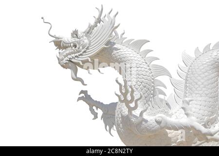 white dragon in chinese temple isolated on white background Stock Photo