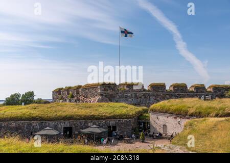 'Suomenlinna' is a famous destination for day trips from Helsinki. Island is achievable by a short boat trip from downtown. Stock Photo