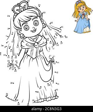 Coloring Page With Cartoon Queen By Numbers Educational Math Game For Kids Stock Vector Image Art Alamy