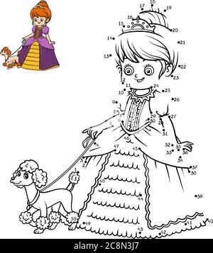 Coloring Page With Cartoon Queen By Numbers Educational Math Game For Kids Stock Vector Image Art Alamy