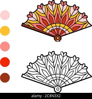 Coloring book for children, cartoon accessories, Fan Stock Vector