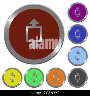 Set of glossy coin-like color height tool buttons. Stock Vector