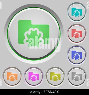 Set of color Bug folder sunk push buttons. Stock Vector