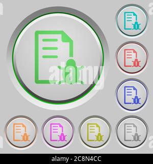 Set of color Bug report sunk push buttons. Stock Vector