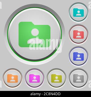 Set of color Folder owner sunk push buttons. Stock Vector