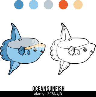 Coloring book for children, Ocean sunfish Stock Vector